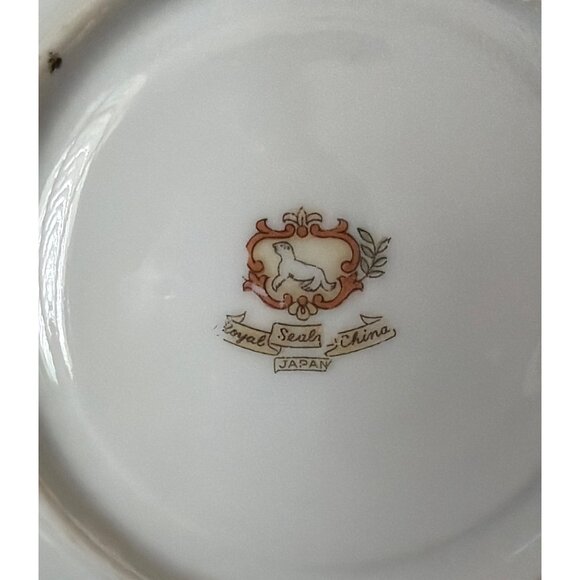 Royal Sealy Lusterware Footed Teacup & Reticulated Saucer Set Japan Yellow - Picture 6 of 13